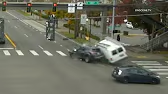 Caught On Camera- Van Flips Over During Crash